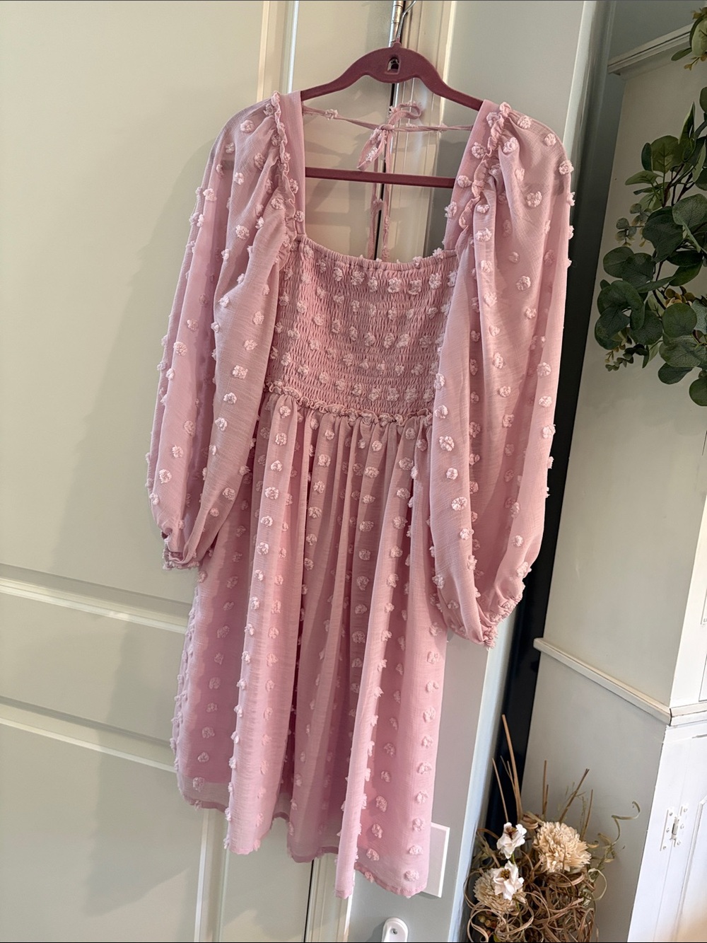 Listicle Pink Mini Dress with Puff Sleeves